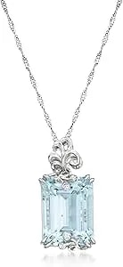 Ross-Simons 6.97 Carat Aquamarine Pendant Necklace With Diamonds In 14kt White Gold