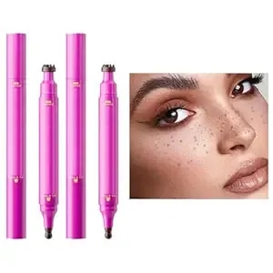 2 Pcs Freckle Stamp Pen, Dual-Ended Fake Freckles Makeup Tool With Natural Faux Freckle Application, Long-Lasting Water-Resistant Formula For Daily Makeup And Special Events (Beige Brown)
