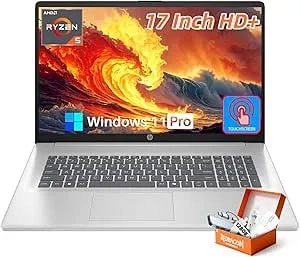 Hp 17 Inch Touchscreen Laptop Computer For Business, Amd Ryzen 5 7430u, 17.3" Hd+ Anti-Glare Display, 16 Gb Ram, 1 Tb Ssd, Copilot Ai, Wi-Fi 6, Bluetooth 5.4, Fast Charge, Windows 11 Pro, Accessories