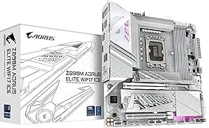 Gigabyte z890m Aorus Elite wifi7 Ice Motherboard - Supports Intel Core Ultra (Series 2) Cpus, 12+1+2 Phases Vrm, Up To 8800mhz ddr5 (Oc), 1xpcie 5.0 + 2xpcie 4.0, Wi-Fi 7, 2.5gbe Lan