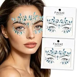 Blue Face Gems, Flower Rhinestone Face Stickers, Colorful Acrylic Face Jewels For Festival, Rave, Party, Halloween, Makeup, Body Glitter Stickers For Women And Girls