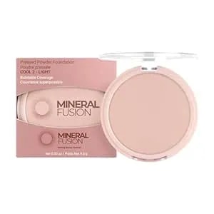 Mineral Fusion Pressed Powder Foundation - Matte Finish Face Powder For Fair-Medium Skin With Pink/Red Undertones - Age Defying Natural Makeup - Talc Free, Vegan, Hypoallergenic (Cool 2)