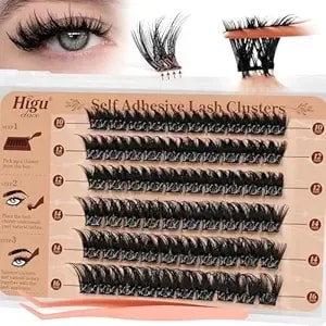 Higu Clace Self Adhesive Eyelashes Volume Pre Glued Lash Clusters Kit Mix 10-16mm, Preglued Eyelash No Glue Needed Easy To Use, Diy Eyelash Clusters(ad11)