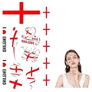 110 Pcs England Flag Temporary Tattoos, Waterproof England Face Tattoo Stickers For 2026 Soccer Sports Events, Independence Day, Party Celebration