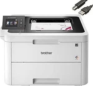Brother Hl-l3270cdw Compact Wireless Digital Color Printer With Nfc, Built-In Wireless, Auto 2-Sided Printing, 25ppm, 600 X 2400 Dpi, 250-Sheet, Works With Alexa, Bundle With Jawfoal Printer Cable