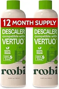 Roobi Nespresso Vertuo Compatible Descaling Solution, 2 Pack - Eco-Friendly Formula, Clean & Descale Vertuoline Machine, 2 Uses Per Bottle, Carbon Neutral