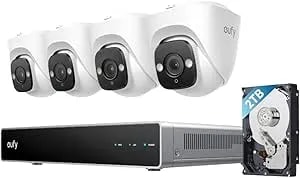 Eufy Poe NVR Security System E41,24/7 Recording,Up To 16CH, 2TB HDD, 4 4K Turret Cams, Wired Outdoor Cam, 4K UHD, 122° FOV, Color Night Vision, AI Detection, Red And Blue Strobe
