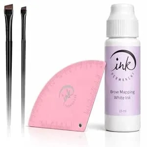 Brow Mapping Kit With Precision Ink Roller, Eyebrow Mapping Ruler & Brushes – Brow Mapping System For Home & Professional Use – String-Free Pre-Draw Tool For Symmetry & Brow Shaping