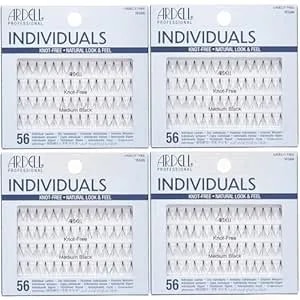Ardell Individuals False Eye Lashes - Medium Black, Diy Lash Clusters, Lash Band, Long-Lasting Eyelash Extensions, 4 Pack