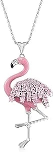 Ross-Simons Italian 1.30 Ct. T.W. Pink Cz Flamingo Pendant Necklace With Pink Enamel In Sterling Silver