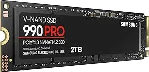 Samsung 990 Pro Ssd 2tb Nvme M.2 Pcie gen4, M.2 2280 Internal Solid State Hard Drive, Seq. Read Speeds Up To 7,450 Mb/S For High End Computing, Gaming, And Heavy Duty Workstations, Mz-v9p2t0b/Am