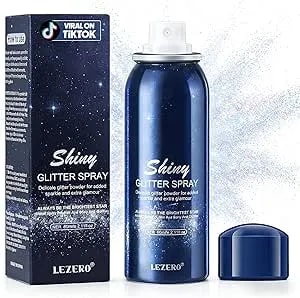 Face And Body Glitter Spray For Women, Temporary Glitter Hairspray Shimmer Makeup For Mardi Gras Singer Concerts Music Rave Festival Accessories, Up To 8 Hour, Holo Silver, 2oz