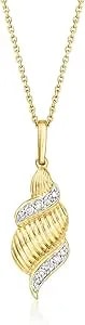 Ross-Simons 0.15 Ct. T.W. Diamond Spiral Pendant Necklace In 18kt Gold Over Sterling. 16 Inches