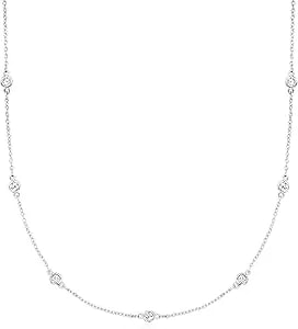 Ross-Simons 1.00 Ct. T.W. Moissanite Station Necklace In Sterling Silver