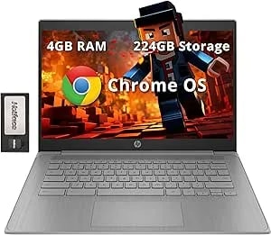 HP Chromebook 14" HD Laptop For Business & Students, Intel Celeron N4120, 4GB LPDDR4, 224GB Storage(64GB Emmc+160GB Docking Station), UHD Graphics, Webcam, Long Battery Life, Chrome OS, Modern Gray