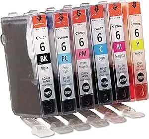 Canon Bci-6 Genuine Six Color Multi Pack, Compatible With ip8500, ip6000d, i9900, i9100, i960, i950, i900d, s9000, s900, s830d, s820d, s820, s800, And Bjc 8200 Printers