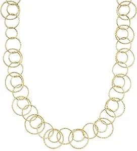 Ross-Simons 18kt Gold Over Sterling Textured And Polished Multi-Circle Necklace. 18 Inches