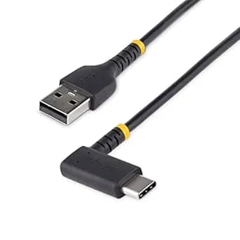 Startech.Com 1ft (30cm) USB A To C Charging Cable Right Angle - Heavy Duty Fast Charge USB-C Cable - USB 2.0 A To Type-C - Rugged Aramid Fiber - 3A - USB Charging Cord (R2ACR-30C-USB-Cable)