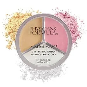 Physicians Formula Mineral Powder Wear 3-In-1 Setting Powder Face Makeup, Reduce Shine, Brighten, Baked - Dermatologist Tested, Clinicially Tested