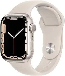 Apple Watch Series 7 (GPS, 41mm) Starlight Aluminum Case With Starlight Sport Band, Regular (Renewed)