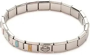 Harley-Davidson Women'S Colorful Hd Script Square Charm Stretch Bracelet, Silver