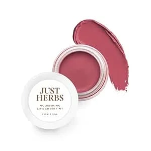 Just Herbs Organic Creamy Matte 3 In 1 Lip & Cheek Tint, Blush For Women - Sls,Chemical & Paraben Free - 0.14 Fl. Oz. (Pale Pink)