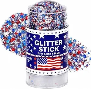 Red White And Blue Body Glitter Stick, 4th Of July Accessories Patriotic Face Hair Glitter, Sparkling Body Glitter Makeup For Independence Day, World Cup Game Day, Festival Party Outfits Women Kids