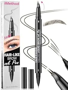 Imethod Curved Eyebrow Pen - Eyebrow Pencil, Brow Pencil 2-In-1 Dual-Ended Microblading Eyebrow Pen With Micro-Fork-Tip And Precise Brush-Tip Create Natural Hair-Like Brows, Last All-Day, Dark Brown