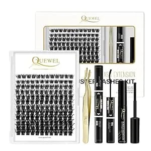 Quewel Lash Clusters Kit 144 Pcs Eyelash Clusters, With Applicator Tool, Super Hold Cluster Lashes Bond And Seal, Glue Remover Easy To Apply At Home(honey01-Kit)