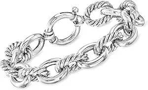 Ross-Simons Sterling Silver Alternating Twisted Oval-Link Bracelet