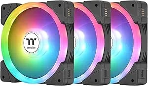 Thermaltake Swafan EX 12 ARGB PC Cooling Fan, 3-Fan Pcak, 500~2000 RPM, Magnetic Connection, Reversable Blades, Sync With MB RGB Software, CL-F167-PL12SW-A, 120mm, Black