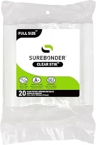 Surebonder Full-Size Hot Glue Sticks For Craft, Diy, And Repairs, All Purpose, All Temperature - 4-Inch Length - 20 Pack, Clear