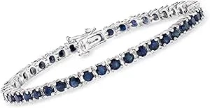 Ross-Simons 7.90 Ct. T.W. Sapphire Tennis Bracelet In Sterling Silver