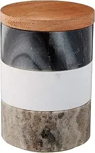 Creative Co-Op Marble Stacking Pinch Pots With Acacia Wood Lid