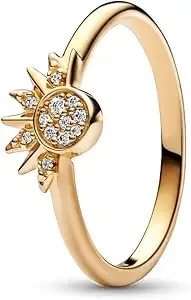 Pandora Celestial Sparkling Sun Ring Shine 14k Gold-Plated Ring For Women With Cubic Zirconia - Layering Or Stackable Ring - Gift For Her - With Gift Box