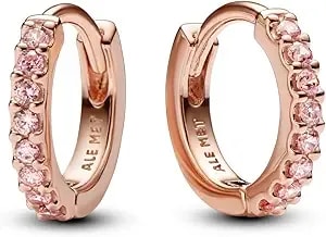 Pandora 14k Rose Gold-Plated Huggie Hoop Earrings, One Size, Metal, No Gemstone