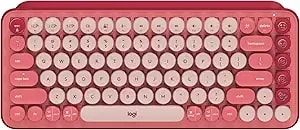 Logitech Pop Keys Mechanical Wireless Keyboard With Customizable Emoji Keys, Durable Compact Design, Bluetooth Or Usb Connectivity, Multi-Device, Os Compatible - Heartbreaker Rose