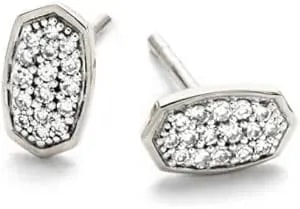 Kendra Scott White Diamond Marisa Stud Earrings In 14k Gold, Fine Jewelry For Women