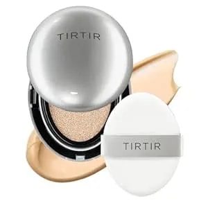 Tirtir Mask Fit Aura Silver Cushion Foundation - Semi-Glow Finish, Natural Coverage, Moisturizing, Lightweight, Korean Cushion Foundation (#23n Sand, Full Size, 0.63 Fl Oz)