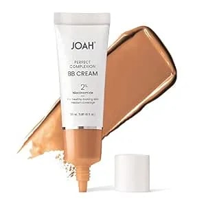 Joah Beauty Perfect Complexion Bb Cream With Hyaluronic Acid And Niaciminade, Korean Makeup With Medium Buildable Coverage, Evens Skin Tone, Lightweight, Semi Matte Finish, Tan With Warm Undertones