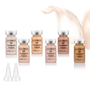 Facial Glow Serum Foundation Starter Kit Combined With Niacinamide And Peptides To Even Skin Tone Anti-Aging Set, 0.27oz 6 Vials Color Changing Foundation