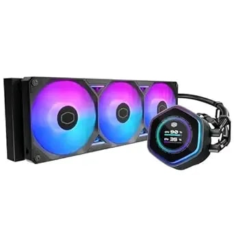 Cooler Master Atmos Ii 360 Lcd Aio Cpu Liquid Cooler – 360mm Radiator, Customizable Lcd Display, 3x Argb Pwm Fans, Dual-Chamber Pump, Low Noise, Amd am5/am4 & Intel Lga 1851/1700, Black