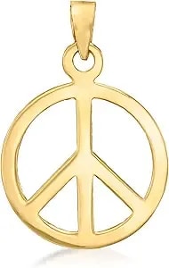 Ross-Simons 14kt Yellow Gold Peace Sign Pendant