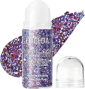 Dageda Red White Blue Body Glitter Gel,Roll-On Face Glitter Makeup,4th Of July Accessories For Women, Patriotic Usa Accessories Holographic Hair Sparkles Festival Essentials Independence Day Makeup