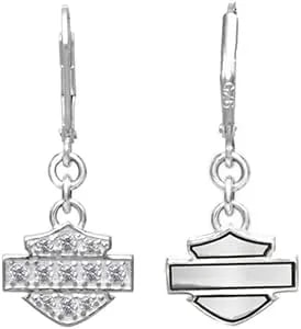 Harley-Davidson Women'S Earrings, Bling Bar & Shield Dangles, Silver hde0183