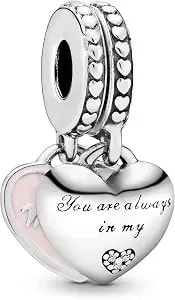 Pandora Jewelry Mother And Daughter Hearts Dangle Cubic Zirconia Charm In Sterling Silver