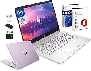 Hp 14" Laptop Computer For 2026 Student Business Productivity, Ms Office & Win 11 Pro, Copilot Ai, Intel 4-Core Cpu, 4gb ddr5 Ram, 628gb Storage (128gb Ufs+500gb Ext), Wi-Fi 6, Hubxceladdon, Lavender