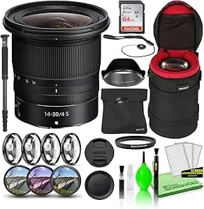Nikon Nikkor Z 14-30mm F/4 S Zoom Lens (20070) Bundle With 64gb Ultra Sdhc Memory Card + Padded Lens Case + 70-Inch Professional Monopod + 8-Piece Filter Kit (Macro, Uv, Cpl, Fld) + More