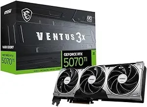Msi Geforce Rtx 5070 Ti 16g Ventus 3x Oc Graphics Card - Rtx 5070 Ti Gpu, 16gb gddr7 (28gbps/256-Bit), Pcie 5.0 - Triple Fan Thermal Design (3 X Torx Fan 5.0) - Hdmi 2.1b, Displayport 2.1b
