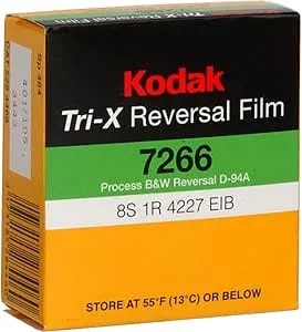 Kodak TXR-464 Tri-X Reversal Black & White, Silent Super 8 Movie Film, 50 Foot Cartridge, Film #7266, ISO 200 / 160, #502-9046, *USA*